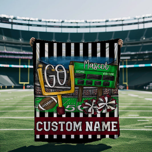 GO FOOTBALL BLANKET MAROON-Lovie T Designs