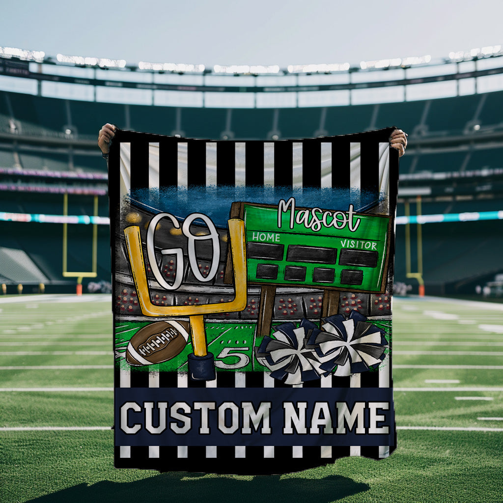 GO FOOTBALL BLANKET NAVY-Lovie T Designs