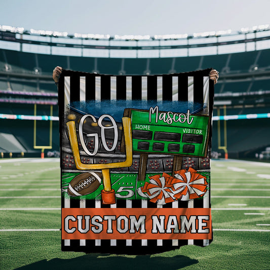 GO FOOTBALL BLANKET ORANGE-Lovie T Designs