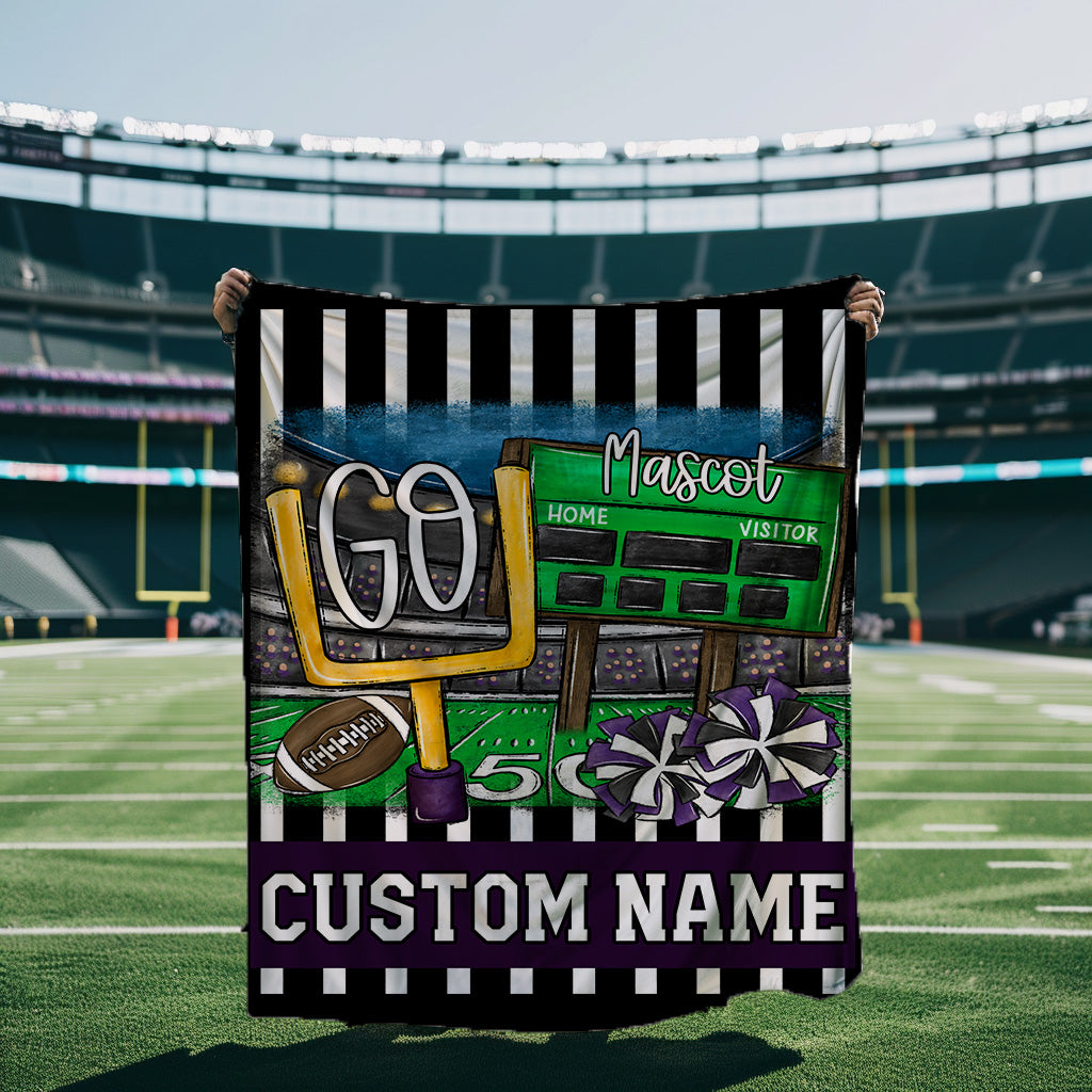 GO FOOTBALL BLANKET PURPLE-Lovie T Designs