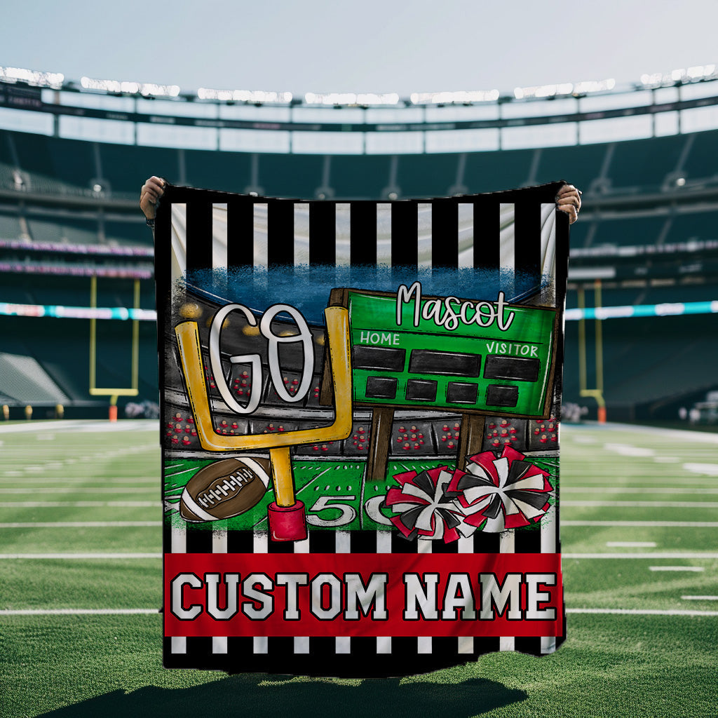 GO FOOTBALL BLANKET RED-Lovie T Designs