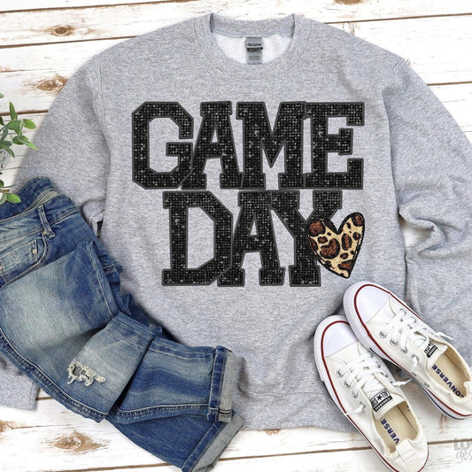 Game Day Black Faux Sequin-Lovie T Designs