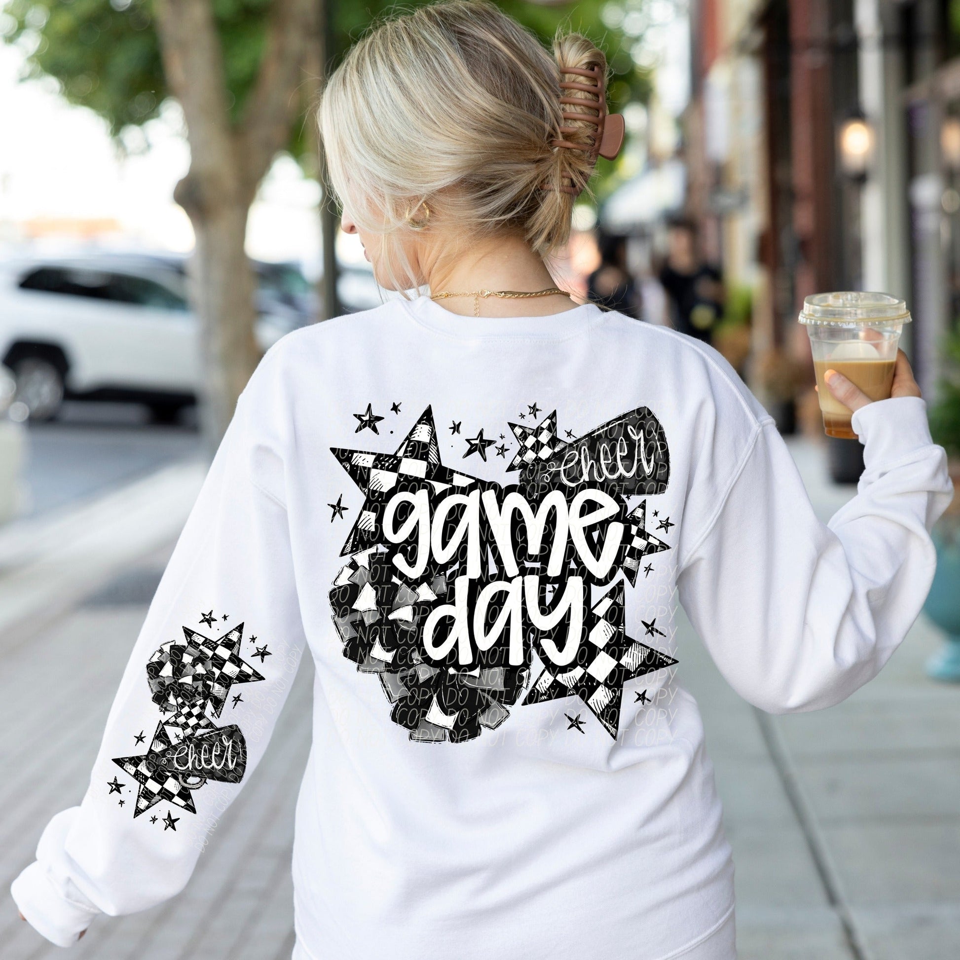 Game Day Black Outline Cheer-[DTF Transfer]-Lovie T Designs