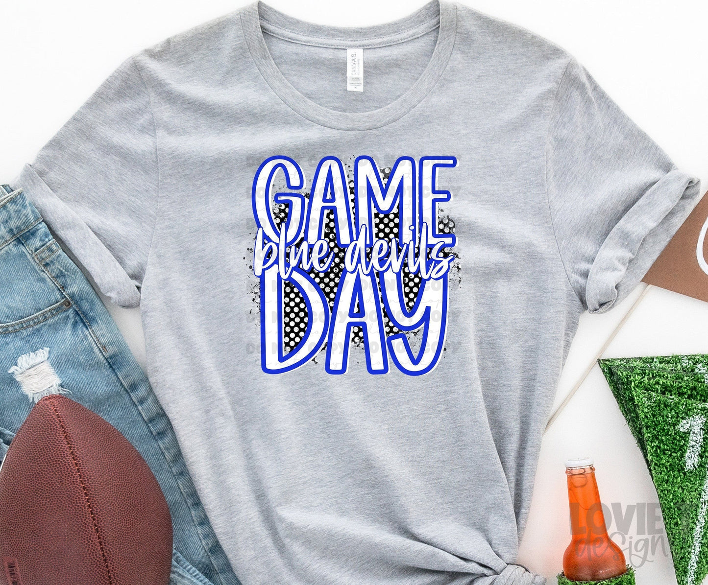 Game Day Blue Devils Royal and White 3 Background Options-Lovie T Designs