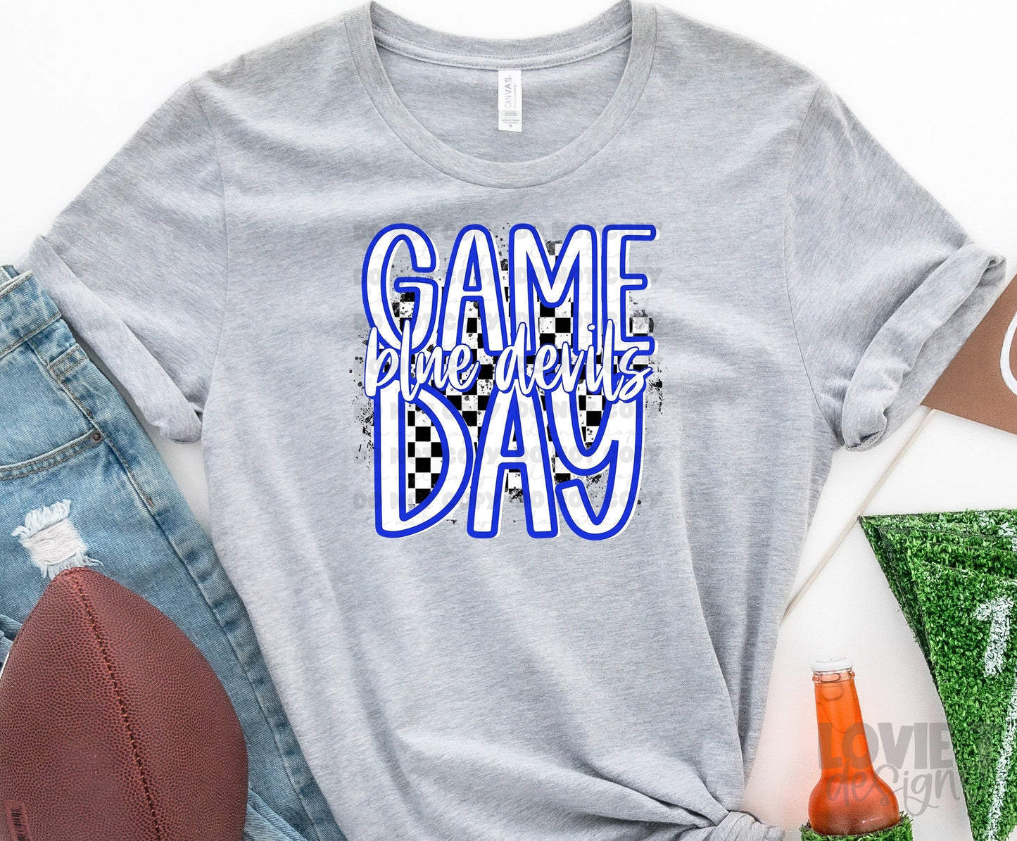 Game Day Blue Devils Royal and White 3 Background Options-Lovie T Designs