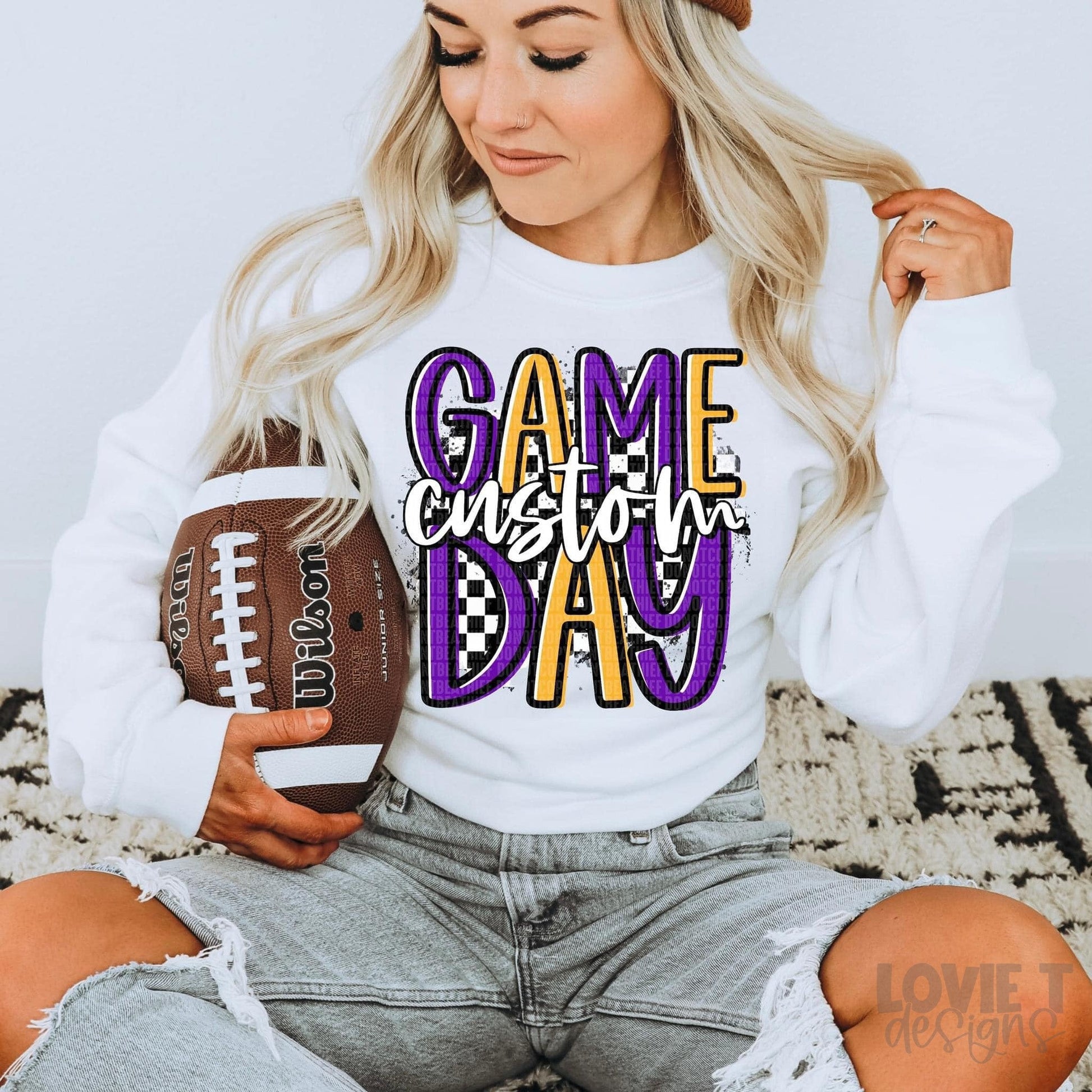 Game Day Custom - Color and 3 Background Options-Lovie T Designs