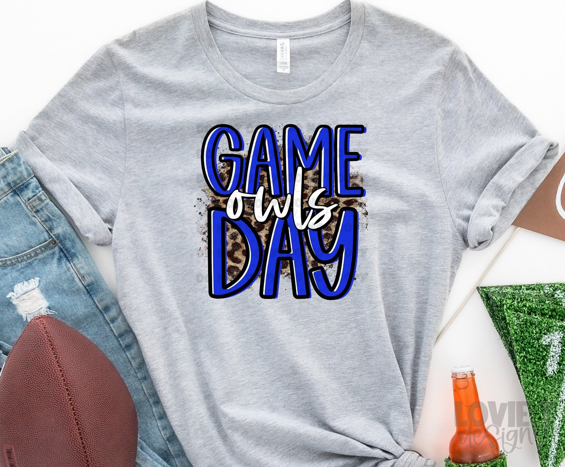 Game Day Owls Royal Blue 3 Background Options-Lovie T Designs