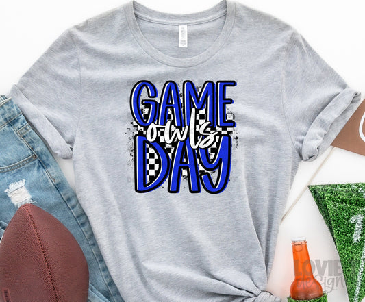 Game Day Owls Royal Blue 3 Background Options-Lovie T Designs