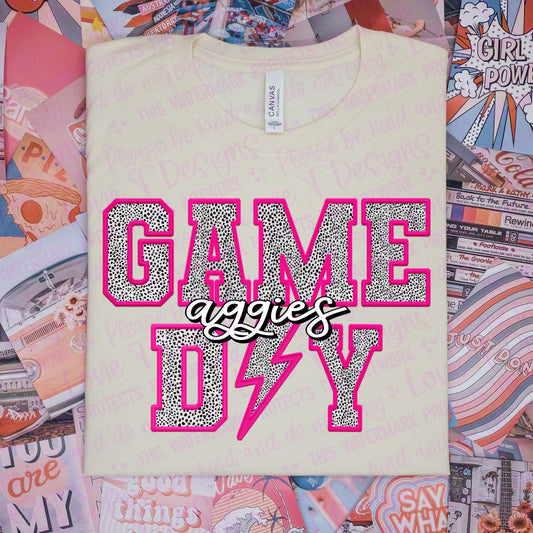 Game Day Preppy Pink Faux Embroidery Teams