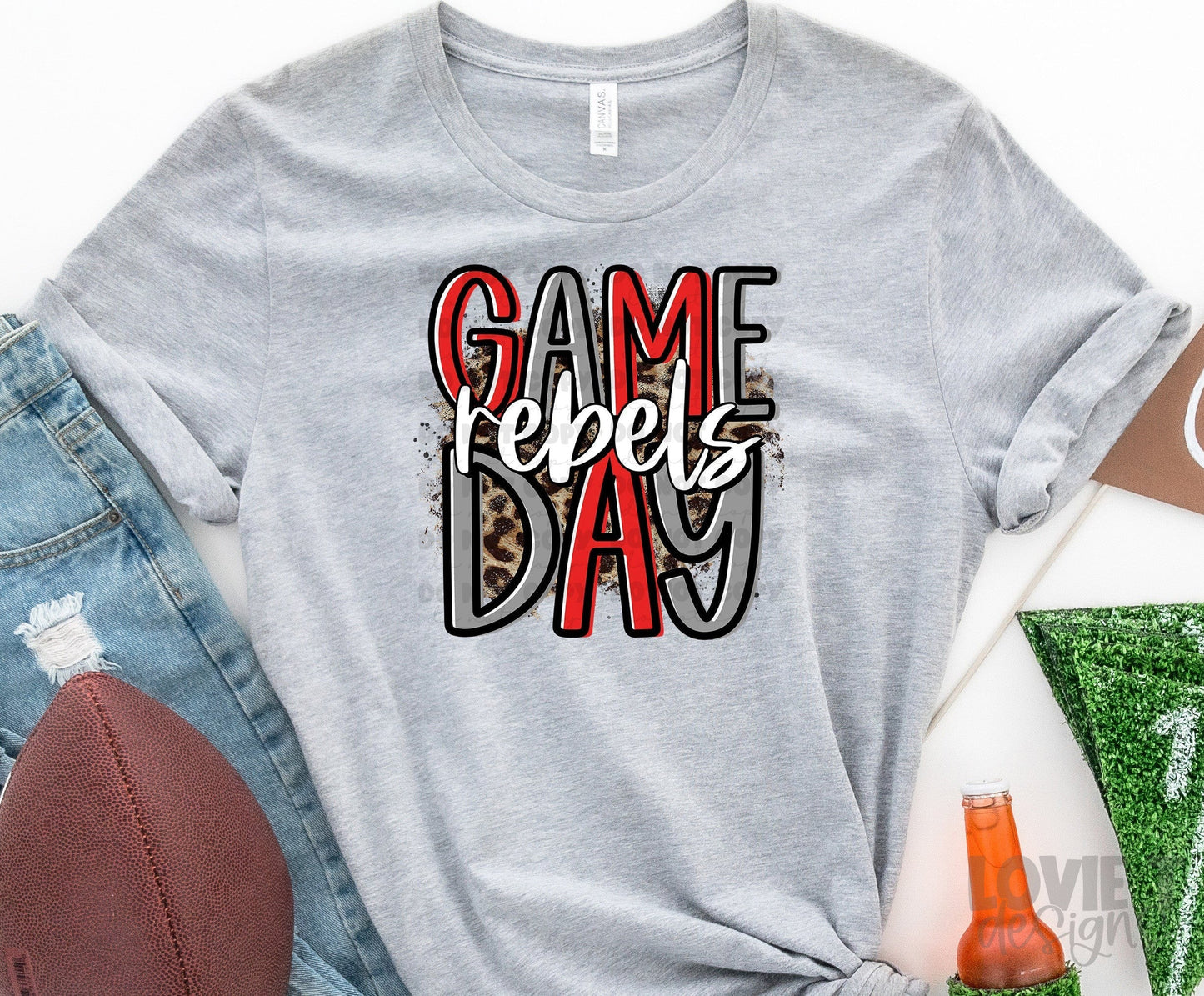 Game Day Rebels Red and Grey 3 Background Options-Lovie T Designs