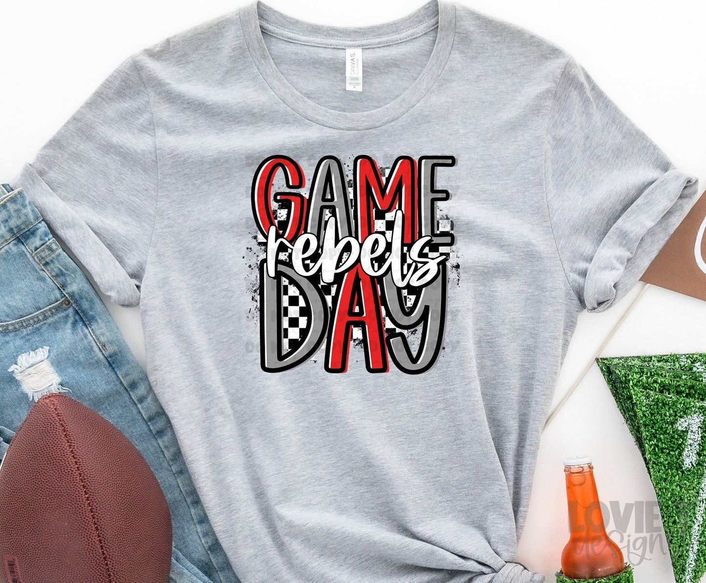 Game Day Rebels Red and Grey 3 Background Options-Lovie T Designs