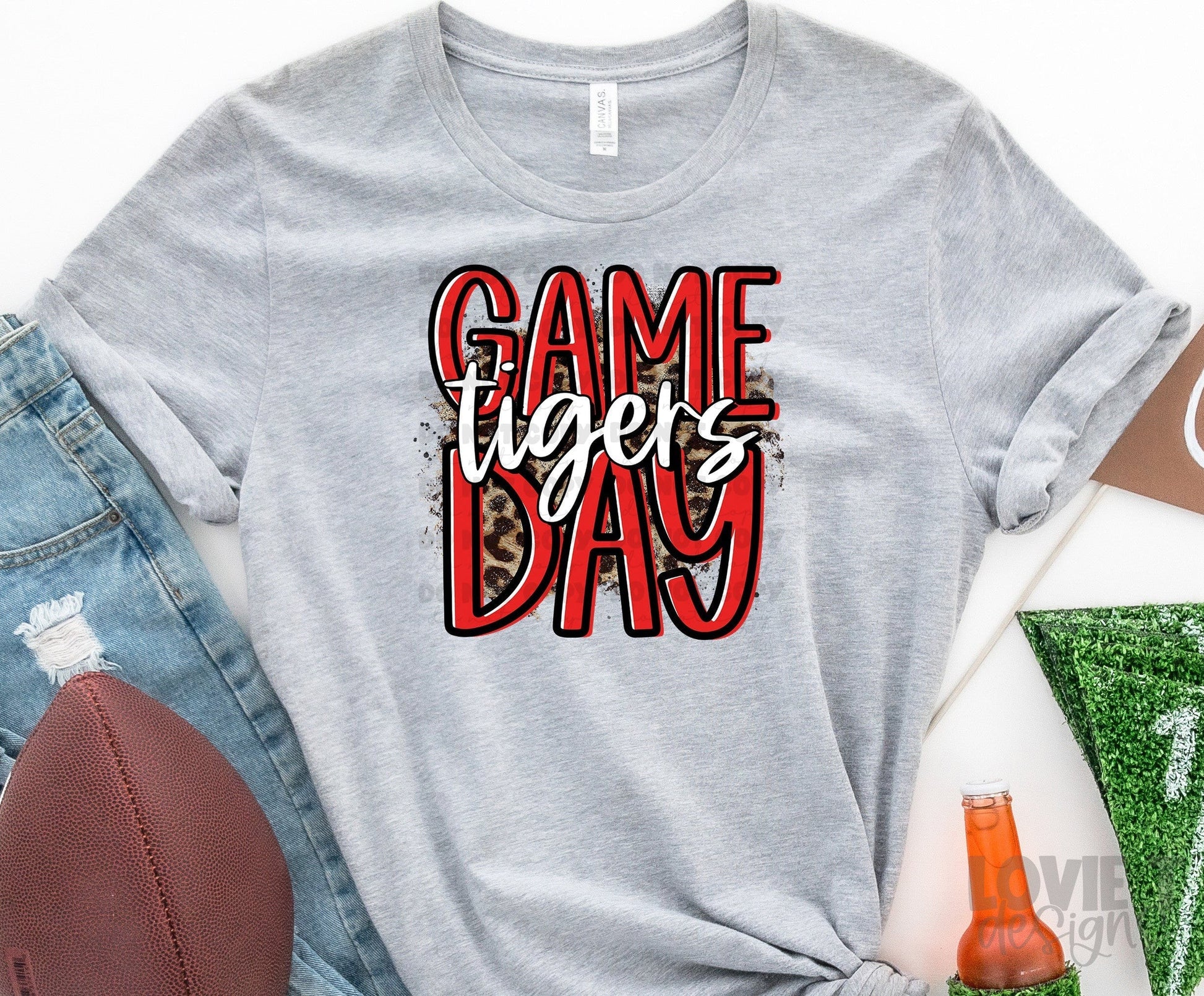 Game Day Tigers Red 3 Background Options-Lovie T Designs