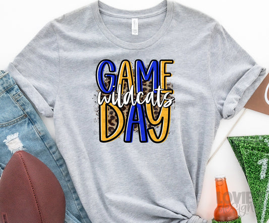 Game Day Wildcats Royal Blue and Yellow Gold 3 Background Options-Lovie T Designs