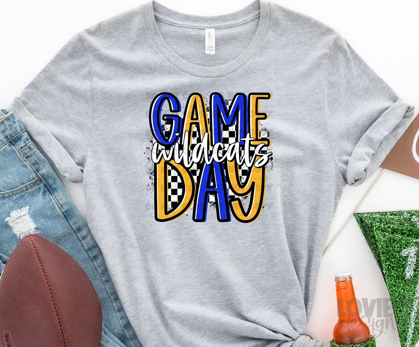 Game Day Wildcats Royal Blue and Yellow Gold 3 Background Options-Lovie T Designs