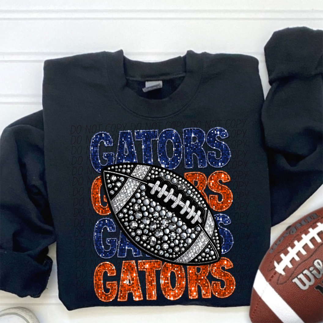 Gators Blue Orange Stacked Football-Lovie T Designs