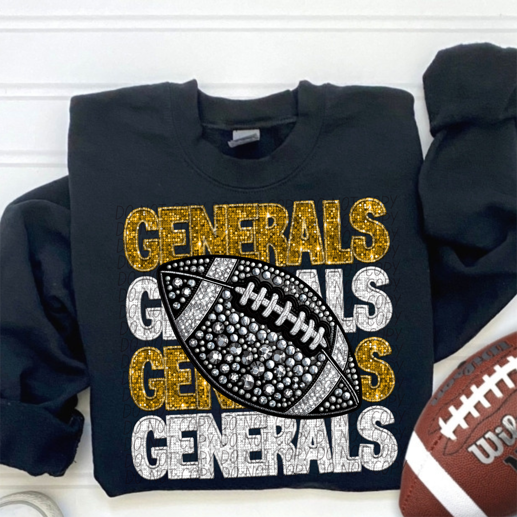 Generals Gold White Stacked Football-Lovie T Designs