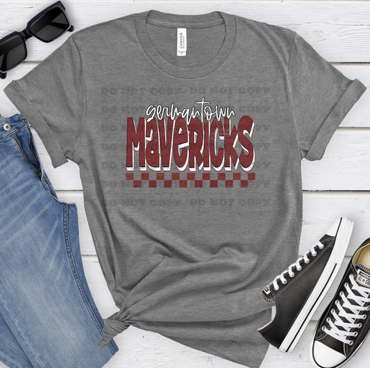 Germantown Mavericks Garnet White Grunge-Lovie T Designs