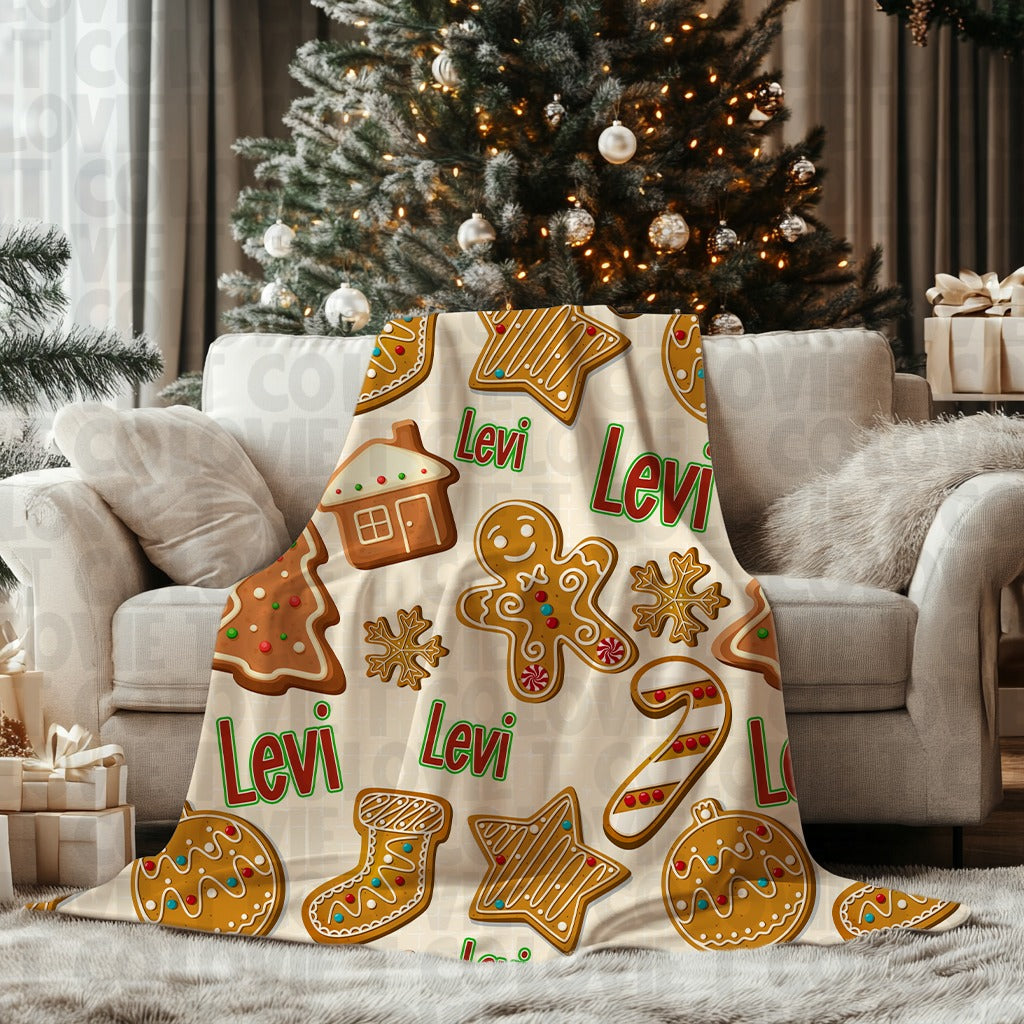 Gingerbread Blanket with Optional Name-Lovie T Designs