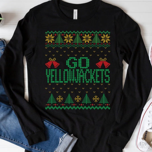 Go Yellowjackets Ugly Christmas Sweater
