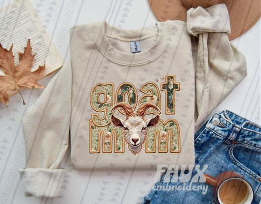 Goat Mom Faux Embroidery