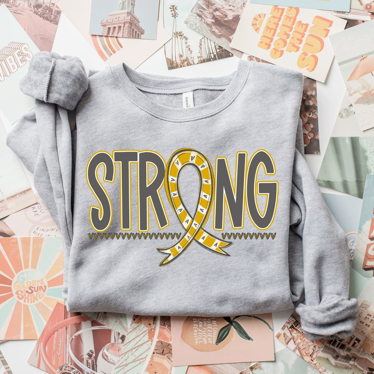 Gold Strong Awareness Ribbon-Lovie T Designs