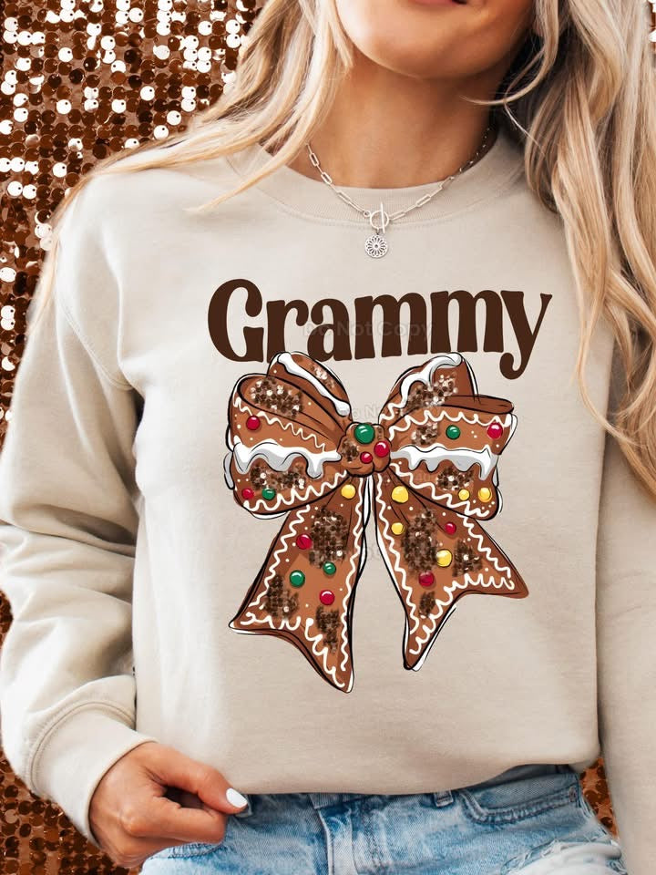 Grammy Gingerbread Bow-[DTF Transfer]-Lovie T Designs