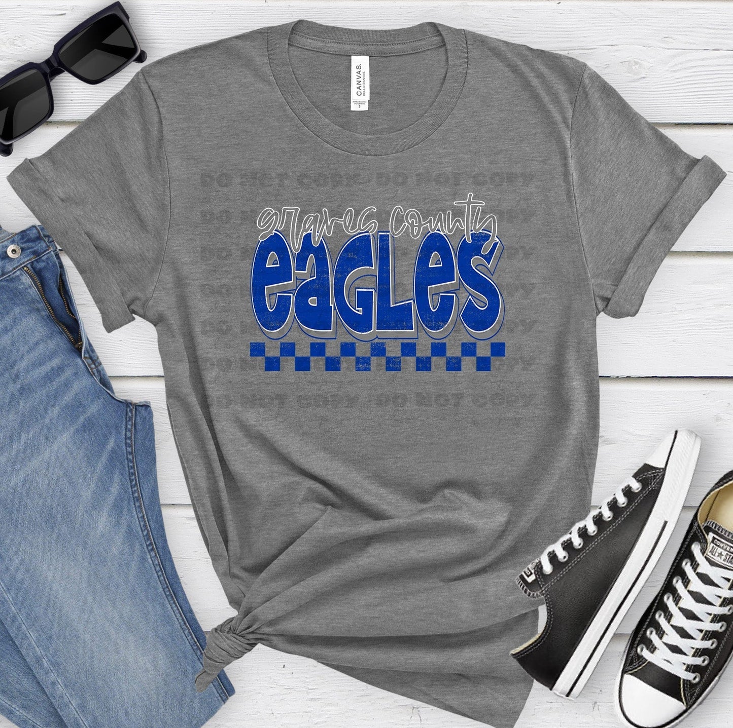 Graves County Eagles Royal Gray Grunge-Lovie T Designs