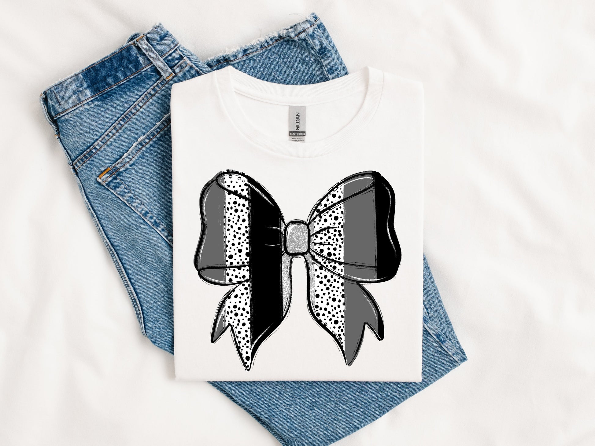 Gray and Dots Spirit Bow-[DTF Transfer]-Lovie T Designs