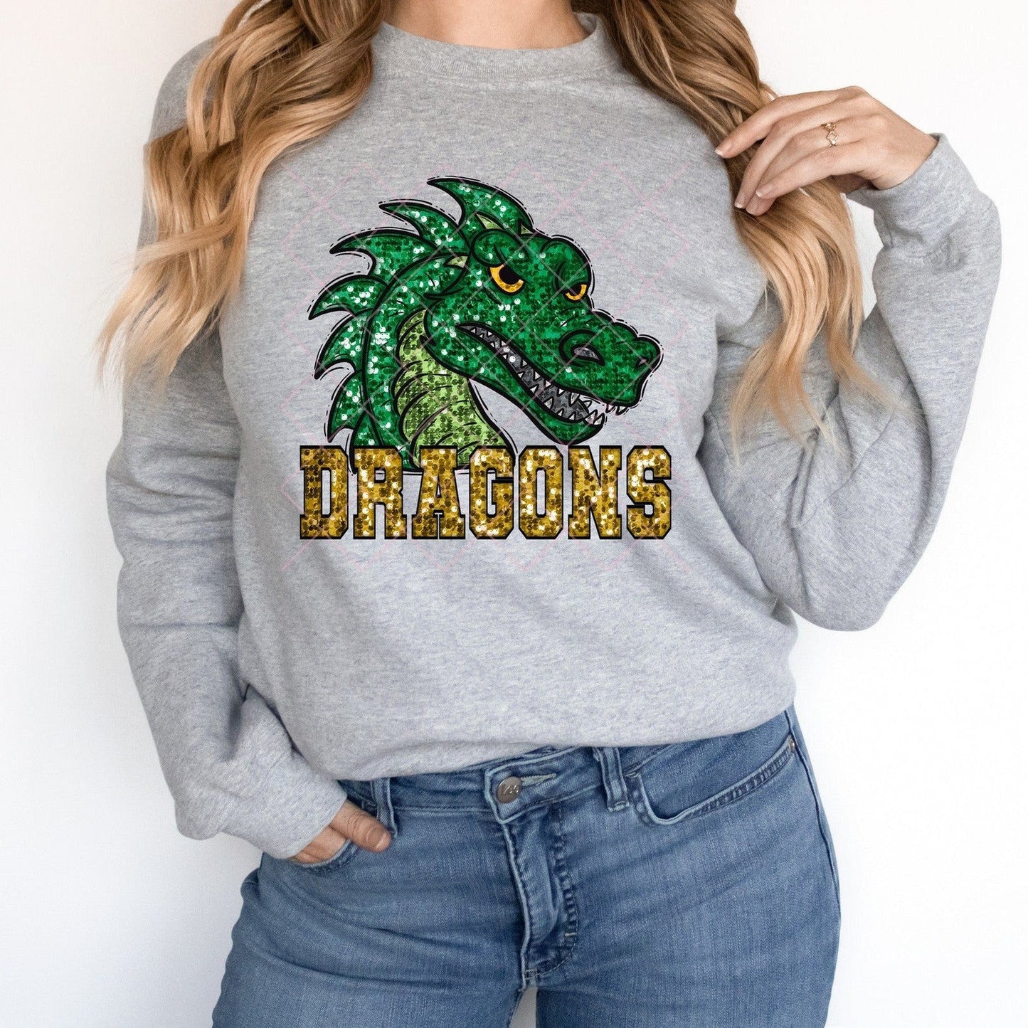 Green Dragons Gold Sequin