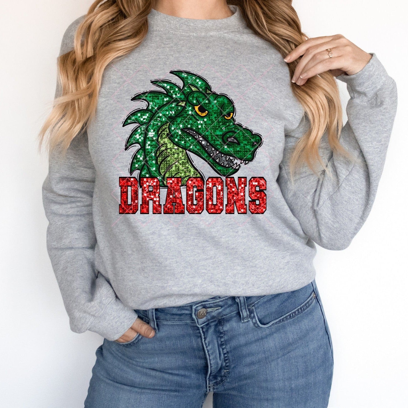 Green Dragons Red Sequin