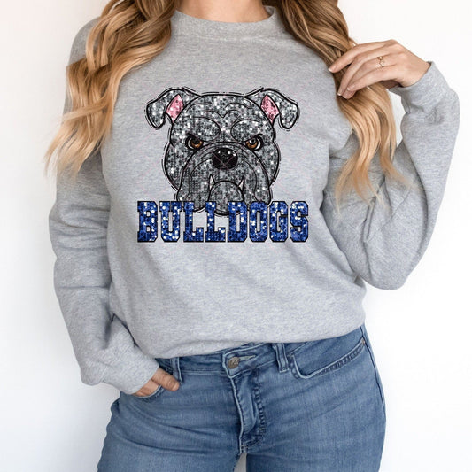 Grey Bulldogs Blue Sequin-Lovie T Designs