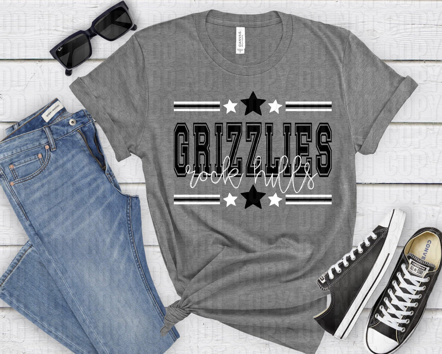 Grizzlies Rock Hills White Black All Stars-Lovie T Designs