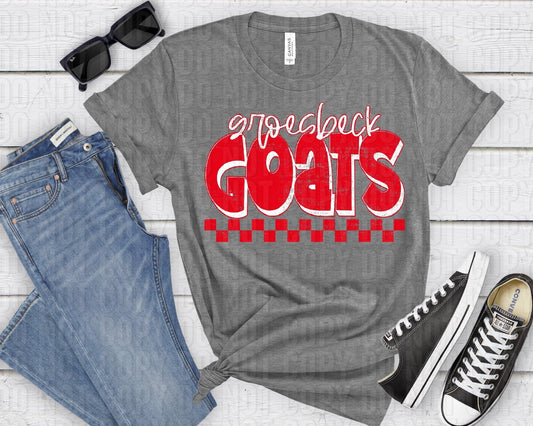 Groesbeck Goats White Red Grunge-Lovie T Designs