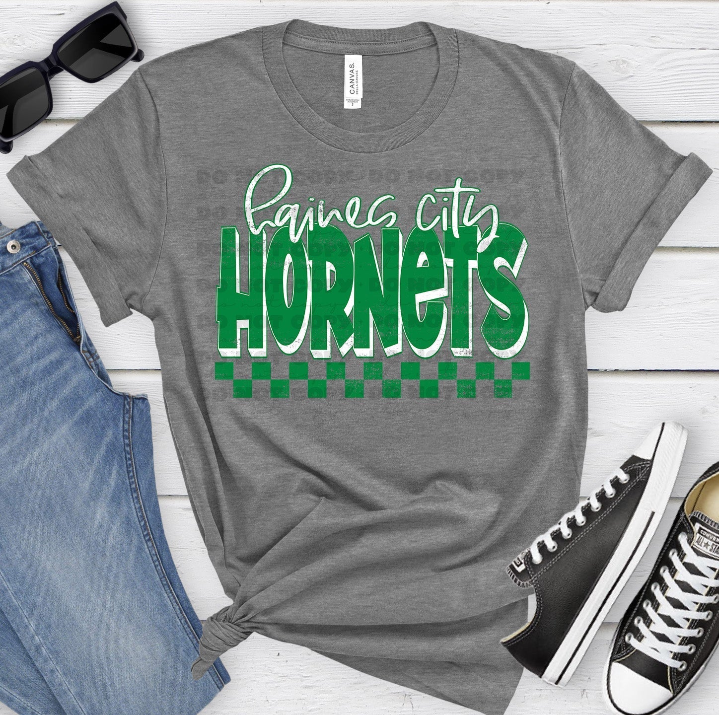 Haines City Hornets Green White Grunge-Lovie T Designs