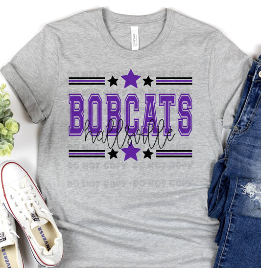 Hallsville Bobcats Purple Black All Stars-Lovie T Designs