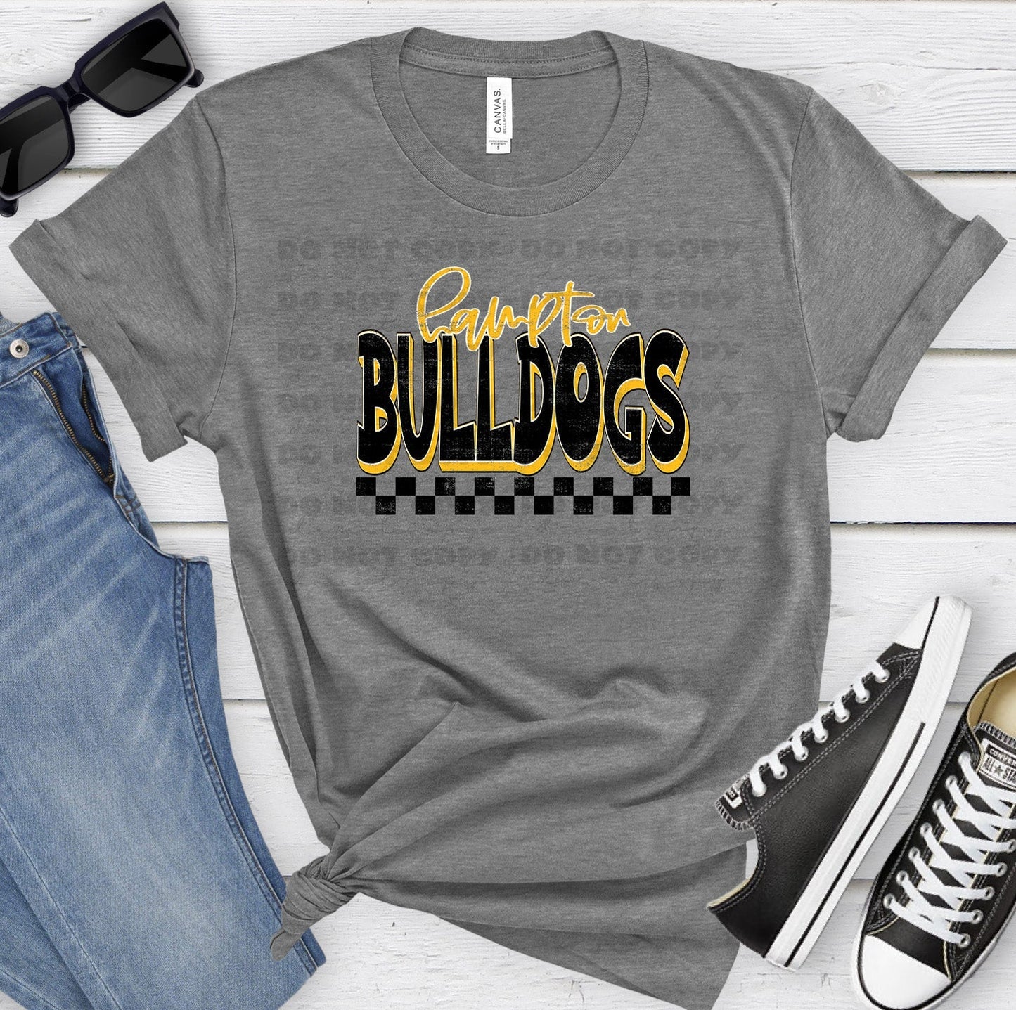 Hampton Bulldogs Black Ath Gold Grunge-Lovie T Designs