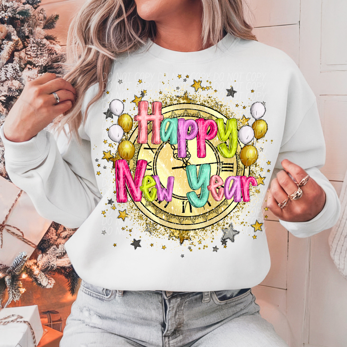 Happy New Year Clock-[DTF Transfer]-Lovie T Designs