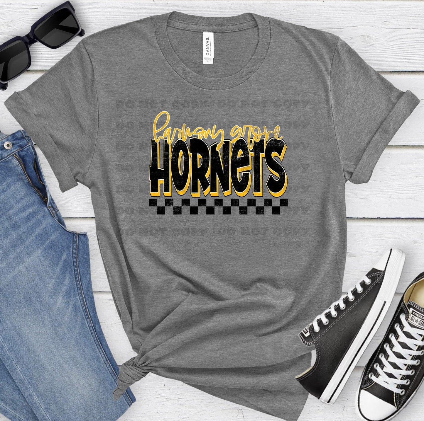 Harmony Grove Hornets Black Ath Gold Grunge-Lovie T Designs