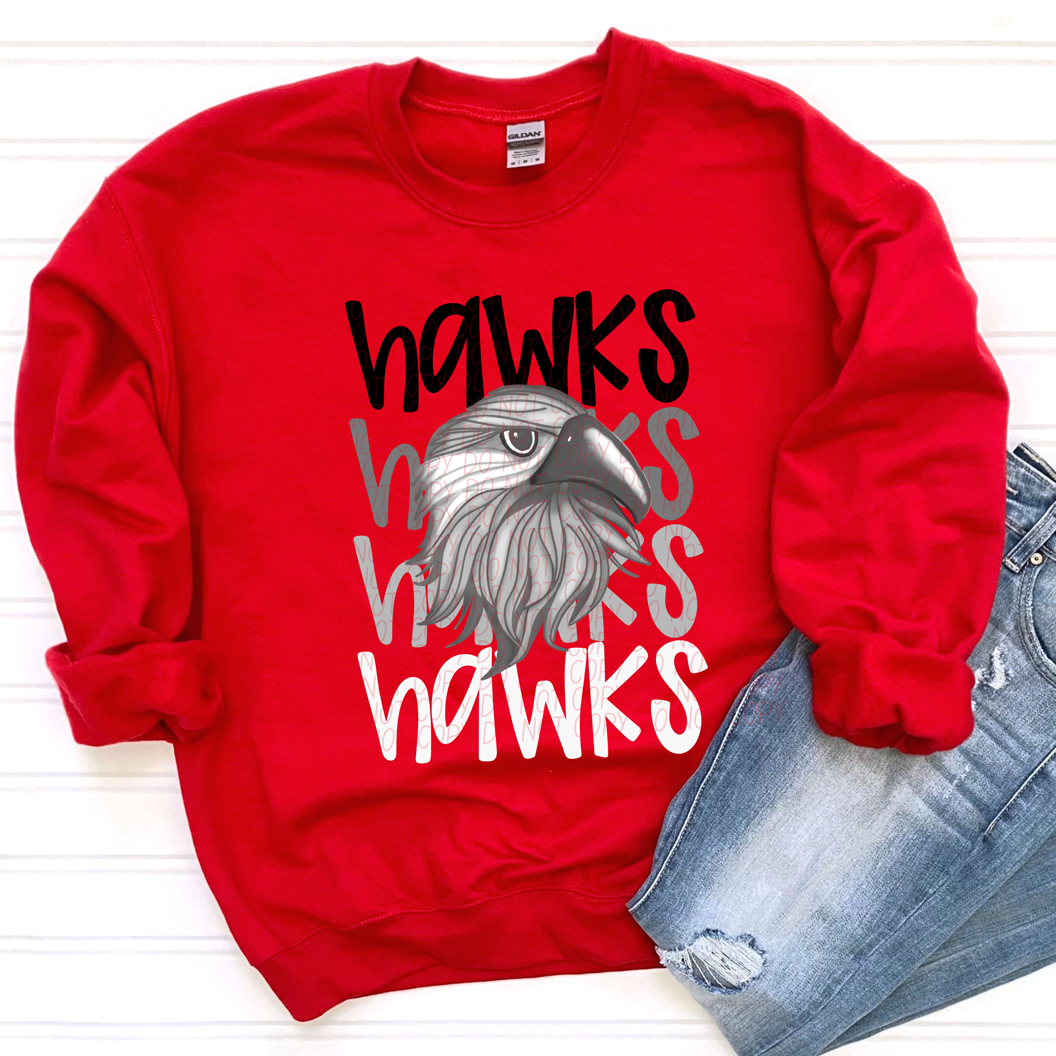 Hawks 2 Monochromatic Mascots-Lovie T Designs