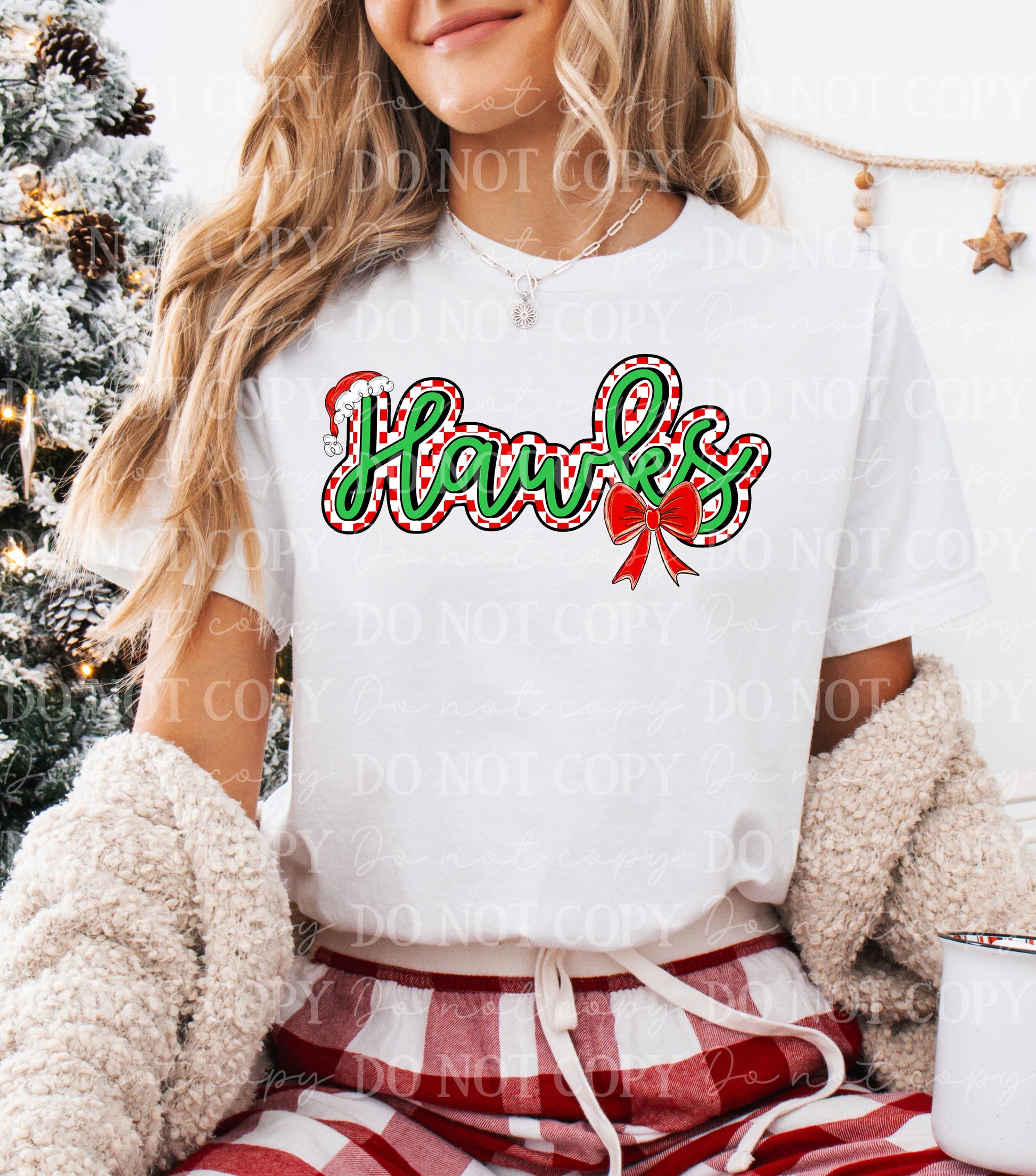 Hawks Christmas Checker-[DTF Transfer]-Lovie T Designs