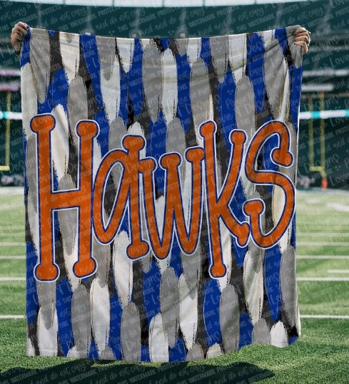 Hawks Funky Serif Orange and Blue Blanket-Lovie T Designs