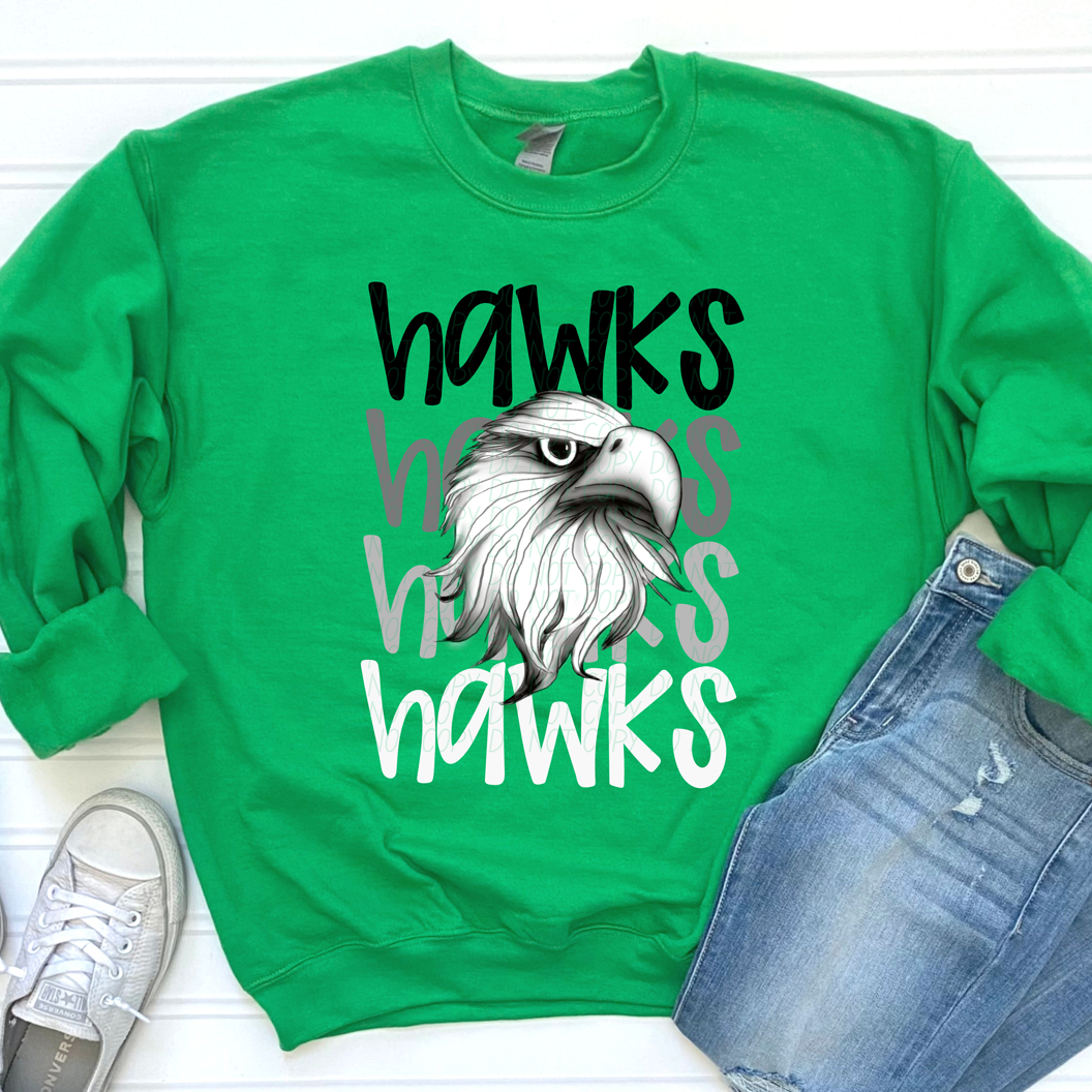 Hawks Monochromatic Mascots-Lovie T Designs