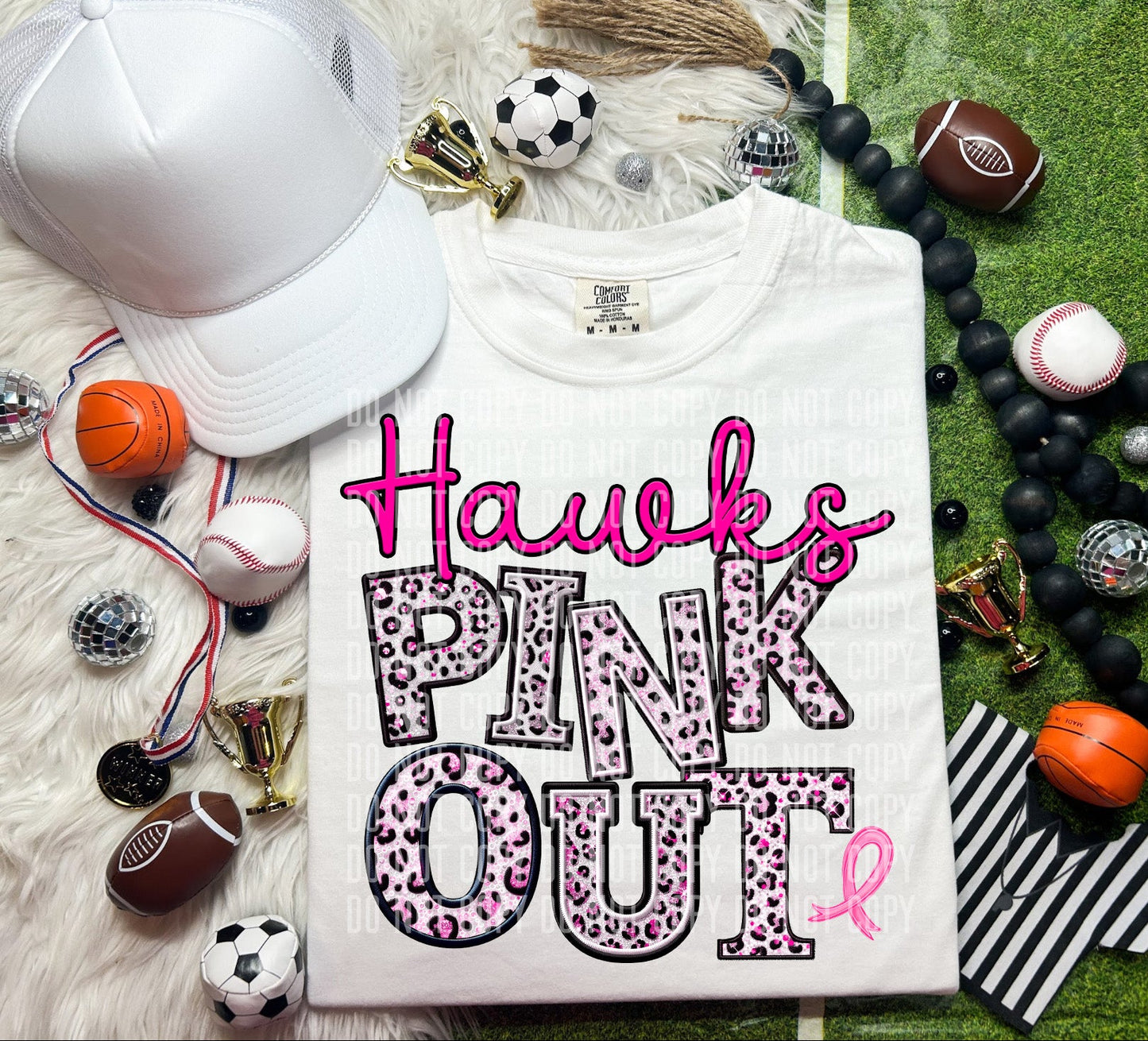 Hawks Pink Out Animal Print Mascot-Lovie T Designs