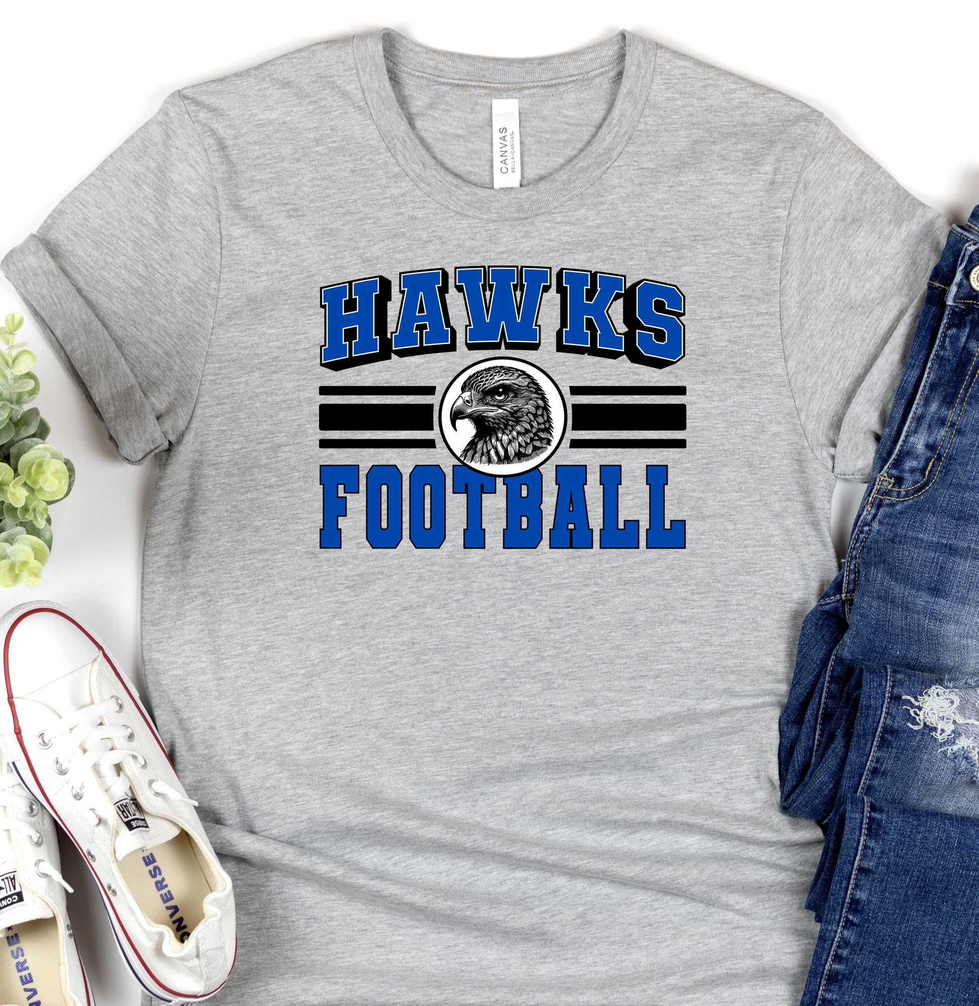 Hawks Sport Stripe Black Royal Football-Lovie T Designs