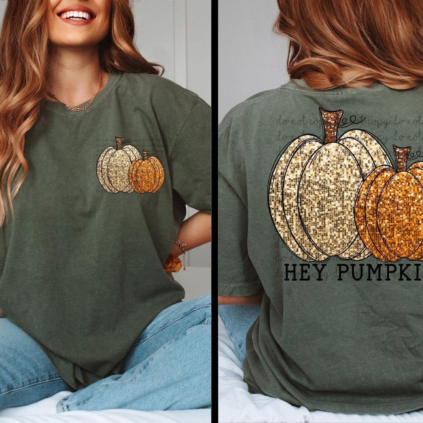 Hey Pumpkin Faux Sequin-Lovie T Designs