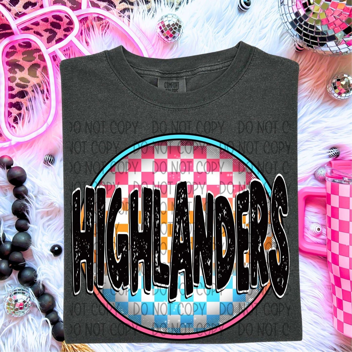 Highlanders Neon Circle Mascots-Lovie T Designs