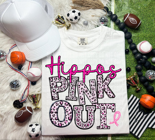 Hippos Pink Out Animal Print Mascot-Lovie T Designs