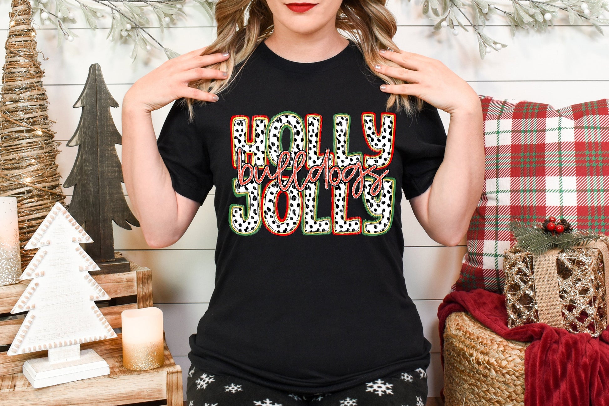 Holly Jolly Bulldogs-[DTF Transfer]-Lovie T Designs