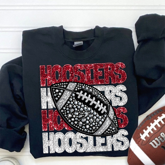 Hoosiers Red White Stacked Football-Lovie T Designs