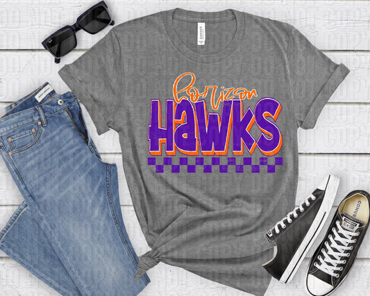 Horizon Hawks Orange Purple Grunge-Lovie T Designs